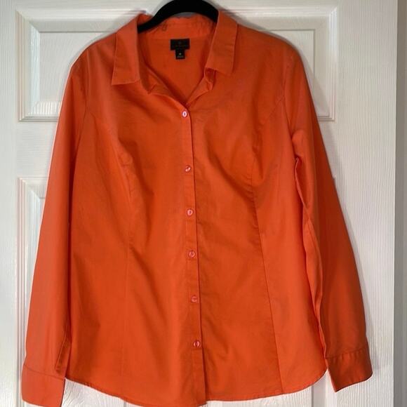 Worthington 3/4 Sleeve Button Down Shirt Women's Size 16 Orange - Picture 1 of 7